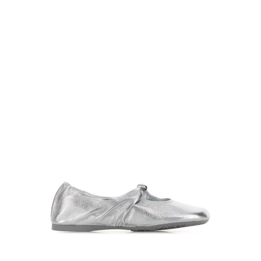 Loewe Paula's Ibiza Women Silver Leather Pebble Soft Ballerinas
